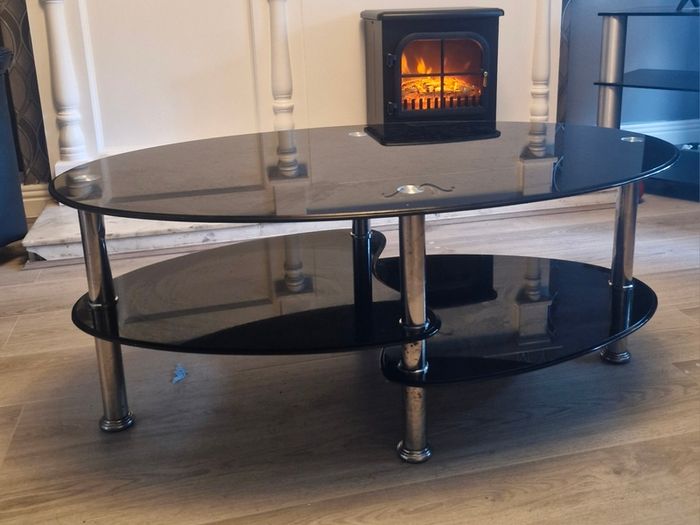 black glass coffee table