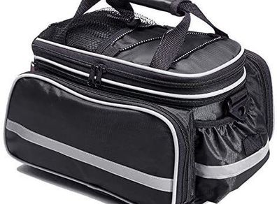 CB2 Waterproof Multi Function Excursion Cycling Bicycle Bike Rear Seat Trunk Bag Carrying Luggage Package Rack Panniers with Rainproof Cover(Black)