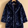 Gorgeous MANGO Size Xs Relaxed Fit faux fur coat in a deep navy shade with a super plush, textured finish. Image 2