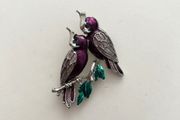 Vintage Enamel Crested Bird Brooch 1970s
