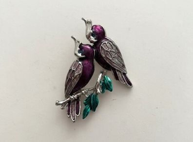 Vintage Enamel Crested Bird Brooch 1970s