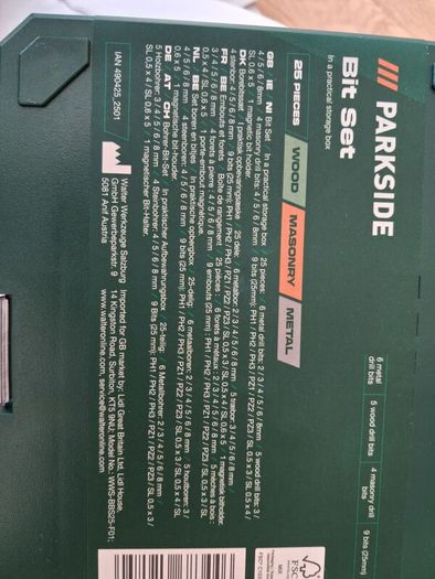 parkside drill bit set