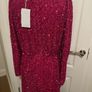 Sequin dress party dress Other Stories with a wrap silhouette padded shoulders pink lined size 42/ M BNWT Image 7