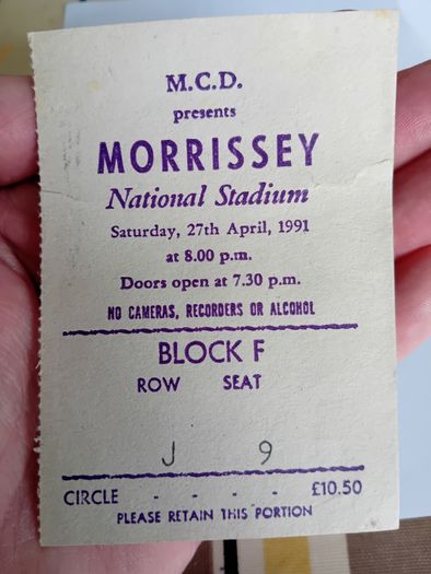 Morrissey  Concert Ticket From 1991 National Stadium.