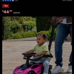Lamborghini Car 2-in-1 Push-Along Ride On Pink