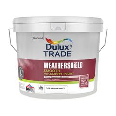 Dulux Weathershield Pure Brilliant White Masonry paint, 10L Tube