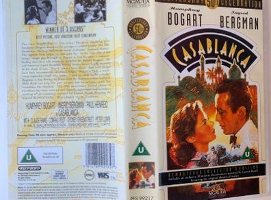 Casablanca (Michael Curtiz Film) [1942] Humphrey Bogart, Ingrid Bergman, Paul Henreid, Claude Rains, Conrad Veidt, Sydney Greenstreet, Peter Lorre & Dooley Wilson (PAL VHS Cassette Movie)