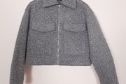 Zara Grey Textured Cropped Zip Up Jacket Size S