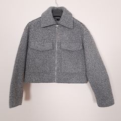 Zara Grey Textured Cropped Zip Up Jacket Size S