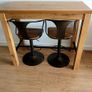 Harvey Norman Oak Breakfast Bar Table + 2 Adjustable Bar Stools Image 2