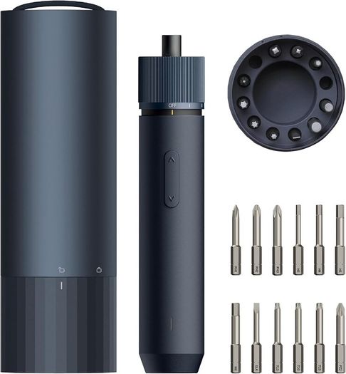 Electric Screwdriver Rechargeable, 3.6V Cordless Screwdriver Set USB-C, 3 Torque Settings, 1500mAh Battery, LED Light & 12 S2 Metal Bits for Furniture/Electrical Repairs