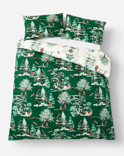 Woodland Christmas Duvet Set King Size Reversible