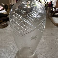 Antique elegant Edwardian style silver collared cut glass vase