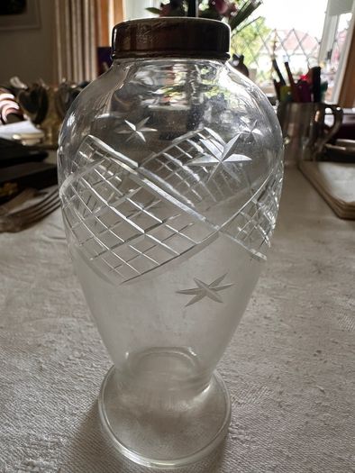 Antique elegant Edwardian style silver collared cut glass vase