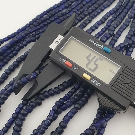 Antique African Style Dark Blue 4-5.5mm Glass Beads Necklace Strand