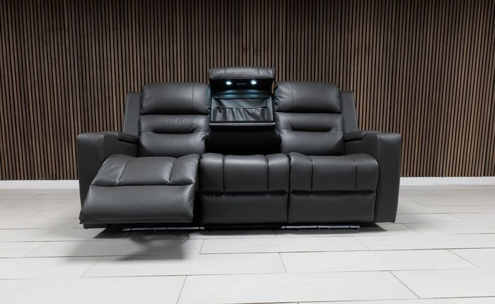 Dark Grey Titan Plus Electric Leather Recliner Sofa Set