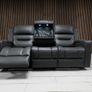 3 Seater Titan Plus Electric Dark Grey Leather Recliner Sofa Image 2
