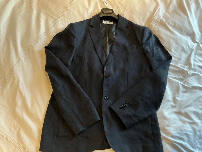 Zara Man Sartorial 100% Linen Blazer Navy - Size 52