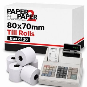 80x70mm Thermal Cash Register Till Rolls 20 pack