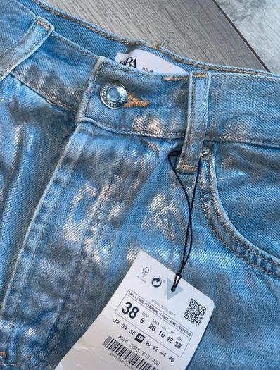 Brand new Zara metallic denim shorts