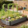 Raised bed with trellis, metal planter with protective edge gloves 220 x 110 x 150 cm, Dark gray Image 4