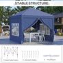 3x3m Popup Gazebo Marquee Party Tent Pavilion Blue with 4 Sides Image 6