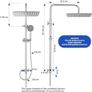 Shower Mixer Set, Height Adjustable Shower System with 5 Jet Types Handheld Shower & 12'' Square Overhead Rainfall Shower Head, Water Saving Stainless Steel Shower Kit Without Tap, Chrome Image 2