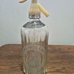 Vintage 1950s Schweppes Glass Soda Siphon - Fully Intact with Original Neck Label