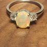 Rare Ethiopian Opal & Lab Diamond Trilogy Ring Image 2
