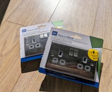 2x BG Nexus Brushed Steel NBS22G Double Socket Switched