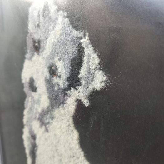 Unique 1960s Hand-Made Wool Terrier Portrait - Mid-Century Art (53x60cm)