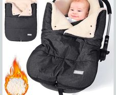 Winter Baby Car Seat Footmuff, Universal Car Seat Blanket for Baby w/Adjustable Collar, Waterproof Baby Car Seat Cover w/Zip, Warm Berber Fleece, Detachable and Machine Washable (Dark Grey)