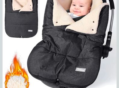 Winter Baby Car Seat Footmuff, Universal Car Seat Blanket for Baby w/Adjustable Collar, Waterproof Baby Car Seat Cover w/Zip, Warm Berber Fleece, Detachable and Machine Washable (Dark Grey)