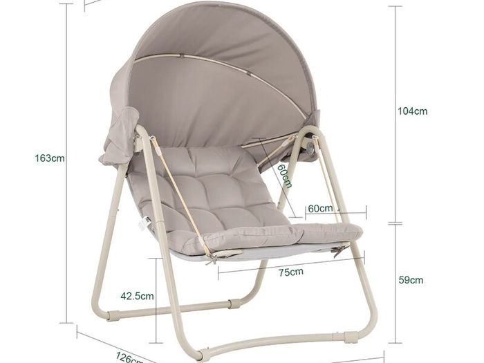Outdoor Swing Chair with Adjustable Canopy Padded Cushions