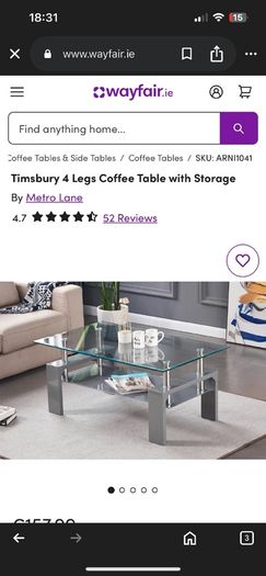 Glass coffee table