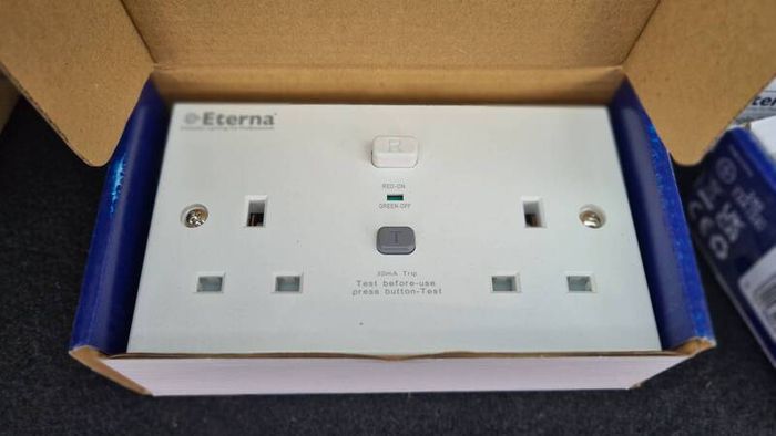 New Eterna Type A RCD Sockets & Fused Spurs Boxed