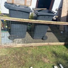 Large wooden frame with wire