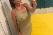 zara gold knit dress
