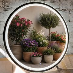LED Bathroom Mirror Dual LED Bluetooth Speakers Music 110cm Round