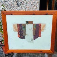Large pine framed picture with glass.