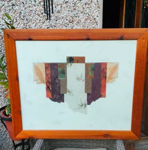 Large pine framed picture with glass.