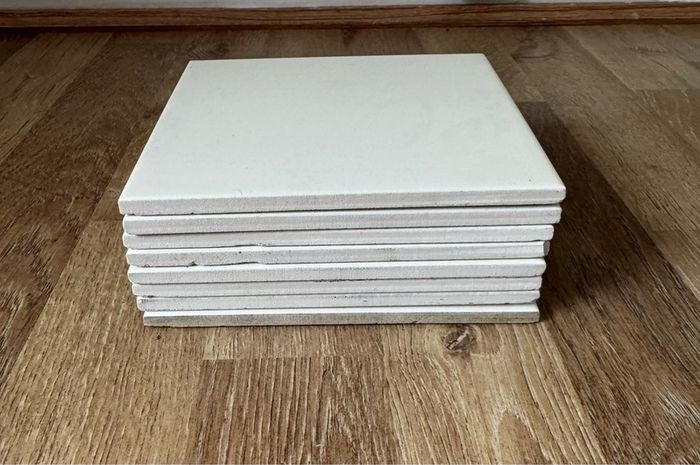 Square cream gloss tiles, 15cm x15cm