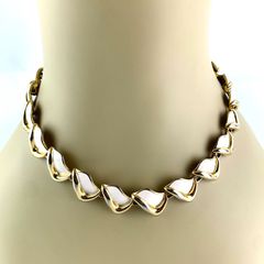 Gorgeous Vintage Gold Tone Enameled Choker Necklace