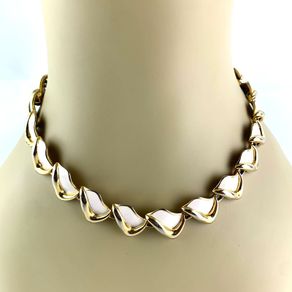Gorgeous Vintage Gold Tone Enameled Choker Necklace