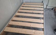 single bed,solid wood,oak top,grey.