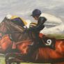 Ester Barrett Irish Artist Horse an Jockey in motion Oil on canvas 2000 signed Image 2