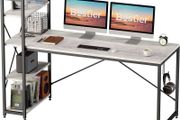 NEW SALE | Computer Desk with Storage Shelves Writing Desk with Shelves 160CM Reversible Computer Desk with Bookshelf for Home Office Small Space