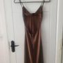 Chocolate Brown Satin Slip Dress Image 3