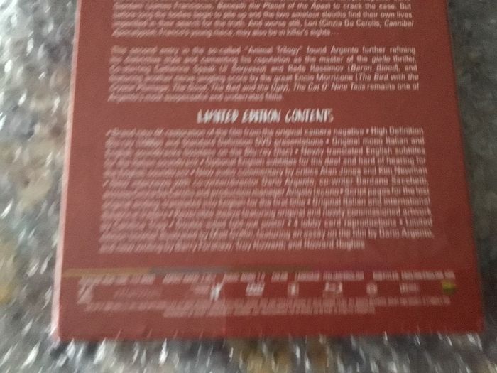 The Cat o Nine Tails Limited Edition Blu Ray Dario Argento