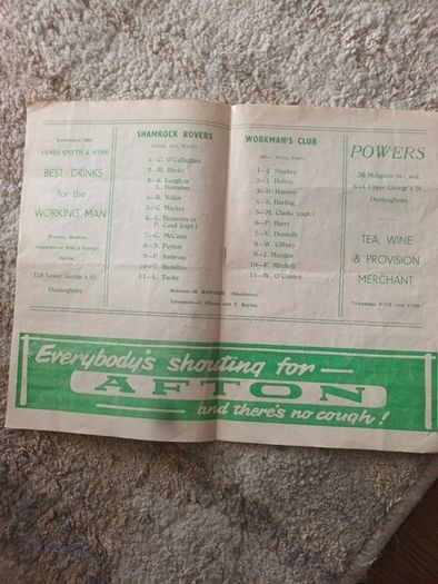 Programme 1956 FAI Cup SF Shamrock Rovers v Workman's Club